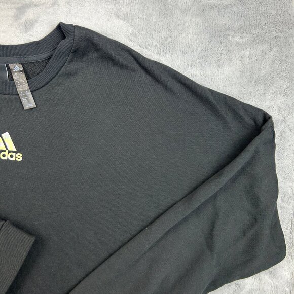 Adidas Sweatshirt Womens XL Black Crop Top Long Sleeve T Shirt Logo Active - Picture 6 of 15